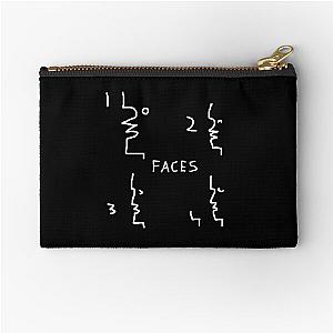 Faces Drawing Doodle - One Two Three Four Faces - White Zipper Pouch