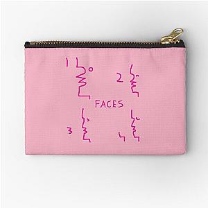 Faces Drawing Doodle - One Two Three Four Faces - Hot Pink Zipper Pouch