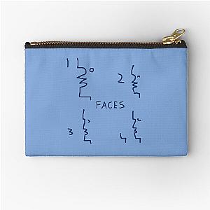 Faces Drawing Doodle - One Two Three Four Faces - Blue Zipper Pouch