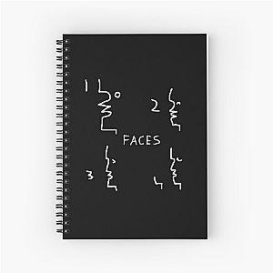 Faces Drawing Doodle - One Two Three Four Faces - White Spiral Notebook