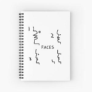 Faces Drawing Doodle - One Two Three Four Faces - Black Spiral Notebook