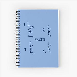 Faces Drawing Doodle - One Two Three Four Faces - Blue Spiral Notebook