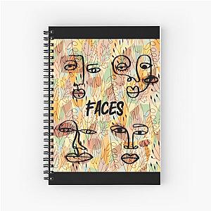 Abstract Line Art: Faces Spiral Notebook