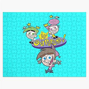 The Fairly OddParents Cosmo Wanda And Timmy Title Logo Jigsaw Puzzle