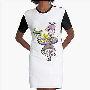 The Fairly OddParents Cosmo Wanda And Timmy Title Logo Graphic T-Shirt Dress