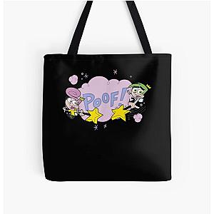 Vintage Nickelodeon The Fairly Oddparents Cosmo And Wanda Poof Christmas All Over Print Tote Bag
