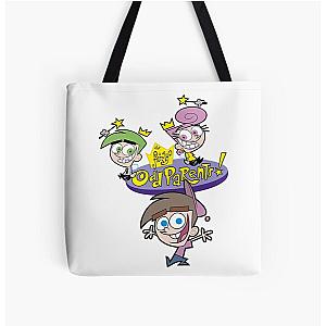The Fairly OddParents Cosmo Wanda And Timmy Title Logo All Over Print Tote Bag
