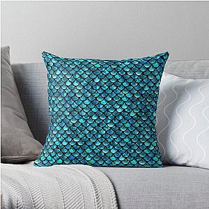 Fairy Tail Pillows - Mermaid Scales Turquoise Blue Throw Pillow RB0607