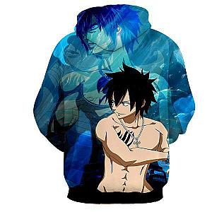 Fairy Tail Hoodies - Gray Fullbuster Tattoo  Blue   Zip Up Hoodie IPW