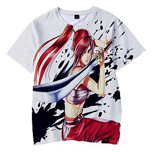 Fairy Tail T-Shirts - Erza Scarlet  Clear Heart Clothing Embossed Ink Splatter  T-shirt IPW