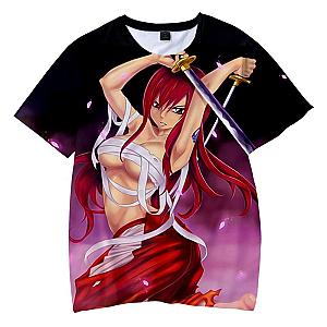 Fairy Tail T-Shirts - Erza Scarlet Titania Cool Swords Play   T-shirt IPW