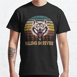 wolf face falling in reverse tour text white black shirt gift fans logo text - Falling In Reverse Classic T-Shirt