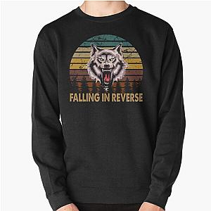 wolf face falling in reverse tour text white black shirt gift fans logo text - Falling In Reverse Pullover Sweatshirt