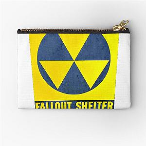Fall Out Shelter Sign, Yellow Fallout Shelter Sign Zipper Pouch