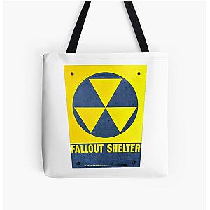 Fall Out Shelter Sign Yellow Fallout Shelter Signage All Over Print Tote Bag
