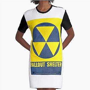 Fall Out Shelter Sign, Yellow Fallout Shelter Signa Graphic T Shirt Dress