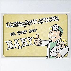 New Baby Congratulations Fallout Shelter style Congratulations on your new baby - Gender Neutral Unisex Yellow Poster