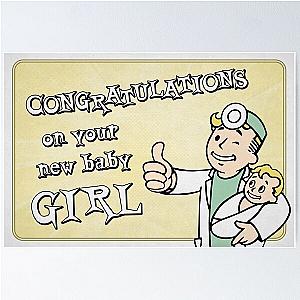 New Baby Girl Congratulations Fallout Shelter style Congratulations on your new Baby Girl Yellow Poster