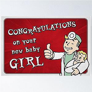 New Baby Girl Congratulations - Fallout Shelter style Congratulations on your new Baby Girl - Red Poster