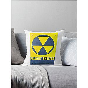 Fall Out Shelter Sign Yellow Fallout Shelter Signage Throw Pillow