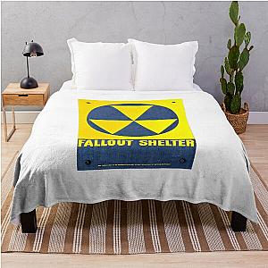 Fallout Shelter Sign Yellow Throw Blanket