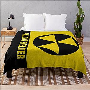 Fallout Shelter Reproduced Metal Sign Grungy Version Throw Blanket