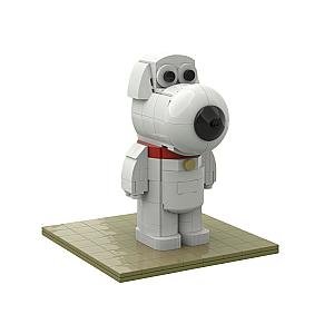 Family Guy Decoration - MOC Comic Pets Dog Guys Brain For Funny Family Building Blocks