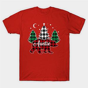 Auntie Bear Buffalo Red Plaid Matching Family Christmas Classic T-shirt TP1002