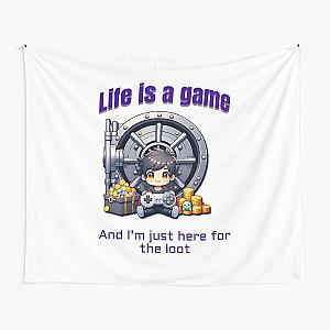 Just Here for the Loot Cute Gamer Kawaii Design for RPG Fans Tapestry
