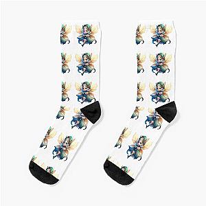 Cute Blue Fairy Chibi Girl Socks