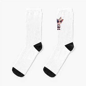 Cute cat with shark tail socks