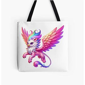 Pink Cute Chibi Griffon All Over Print Tote Bag