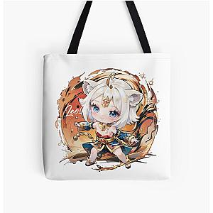 Chibi girl of the Leo zodiac tote bag.