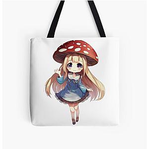 cute mushroom girl tote bag
