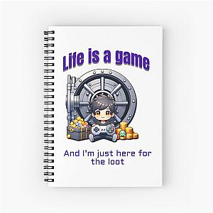 Just Here for the Loot Cute Gamer Kawaii Design RPG Fans Spiral Notebook