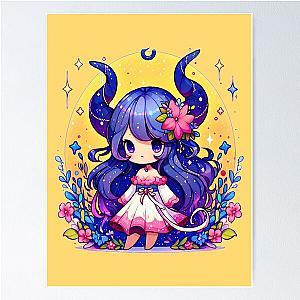 Mystical Moonlight Chiby Kawaii Girl Poster