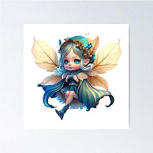 Cute Blue Fairy Chibi Girl Poster