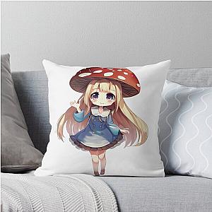 Cute mushroom girl throw pillow