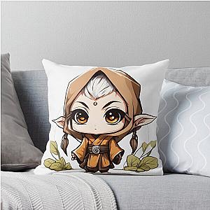 Wood Elf Monk Chibi Throw Pillow