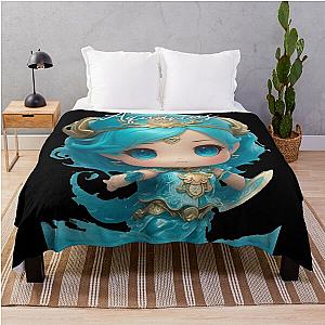 Chibi female Aquarius throw blanket