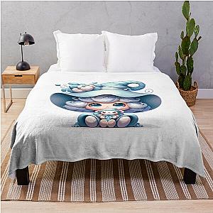 Cute gnome girl Valentine throw blanket