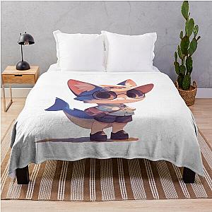 Cute cat with shark tail throw blanket