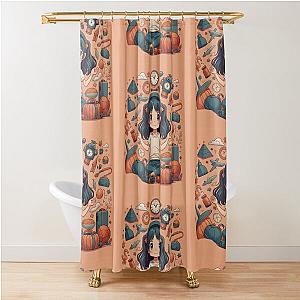 Cute girl surrounded by things Shower Curtain