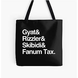 Gyat & Rizzler, Skibidi, Fanum Tax All Over Print Tote Bag