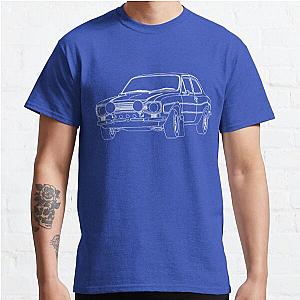 1970 Ford Escort RS2000 Fast and Furious Paul Walker's car White Outline no fill. Classic T-Shirt