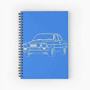 1970 Ford Escort RS2000 Fast and Furious Paul Walker's car White Outline no fill. Spiral Notebook