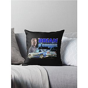 Fast And Furious - Brian O'connor Car Blue Throw Pillow