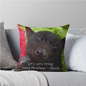 Ferocious Bat is tired Throw Pillow