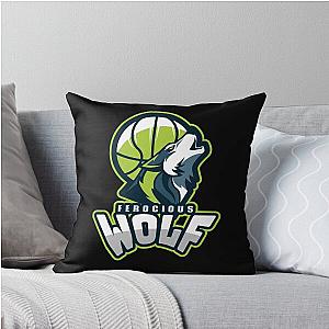 Ferocious Wolf Basketball Throw Pillow