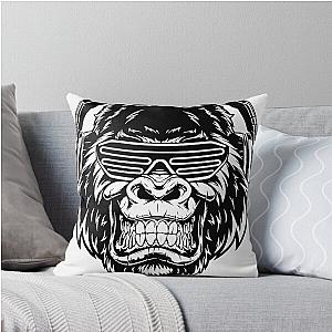 Ferocious gorilla in headphones Pillow
